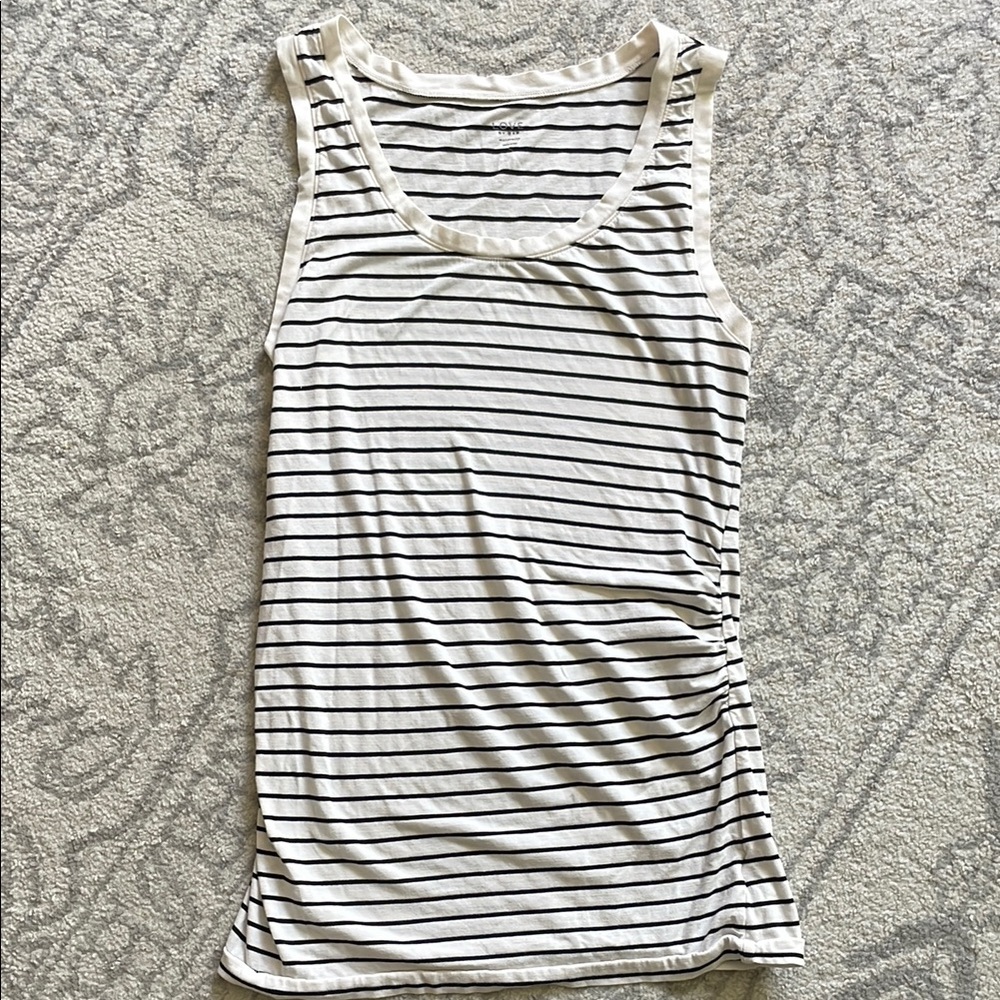 Maternity white and black striped tank